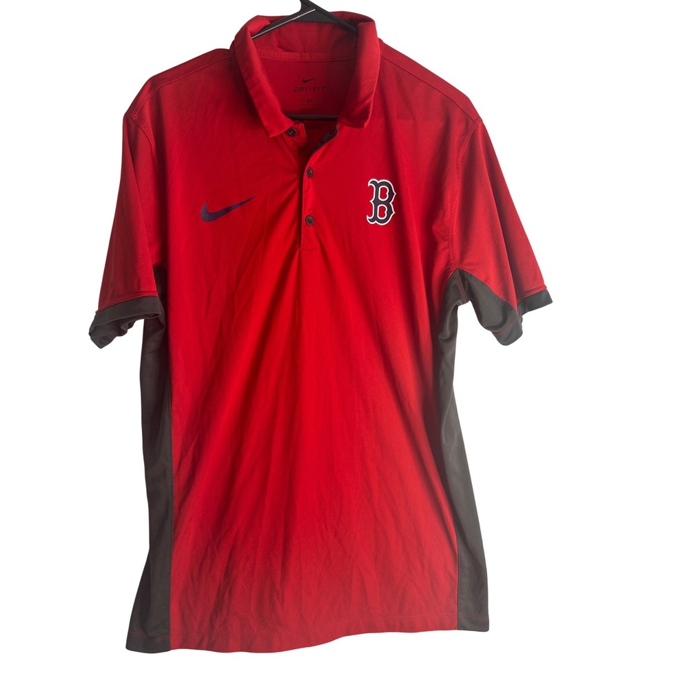 Nike MLB Dri-FIT Polo Shirt Mens Large Red Black Short Sleeve Genuine Merchandis